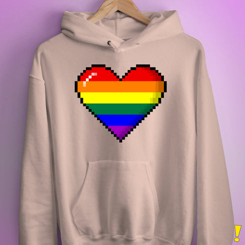 LGBTQ Pride8-Bit Pixel Heart Hoodie - Light Pink